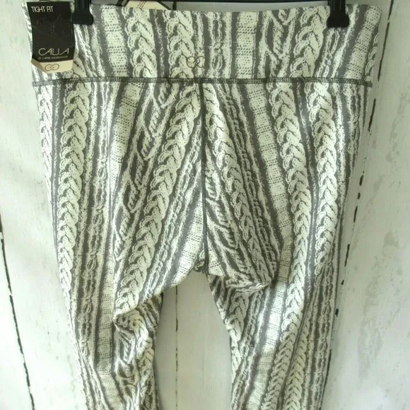 New Calia Carrie Underwood Tight Fit Leggings L Large Gray Cable Print - Picture 4 of 9
